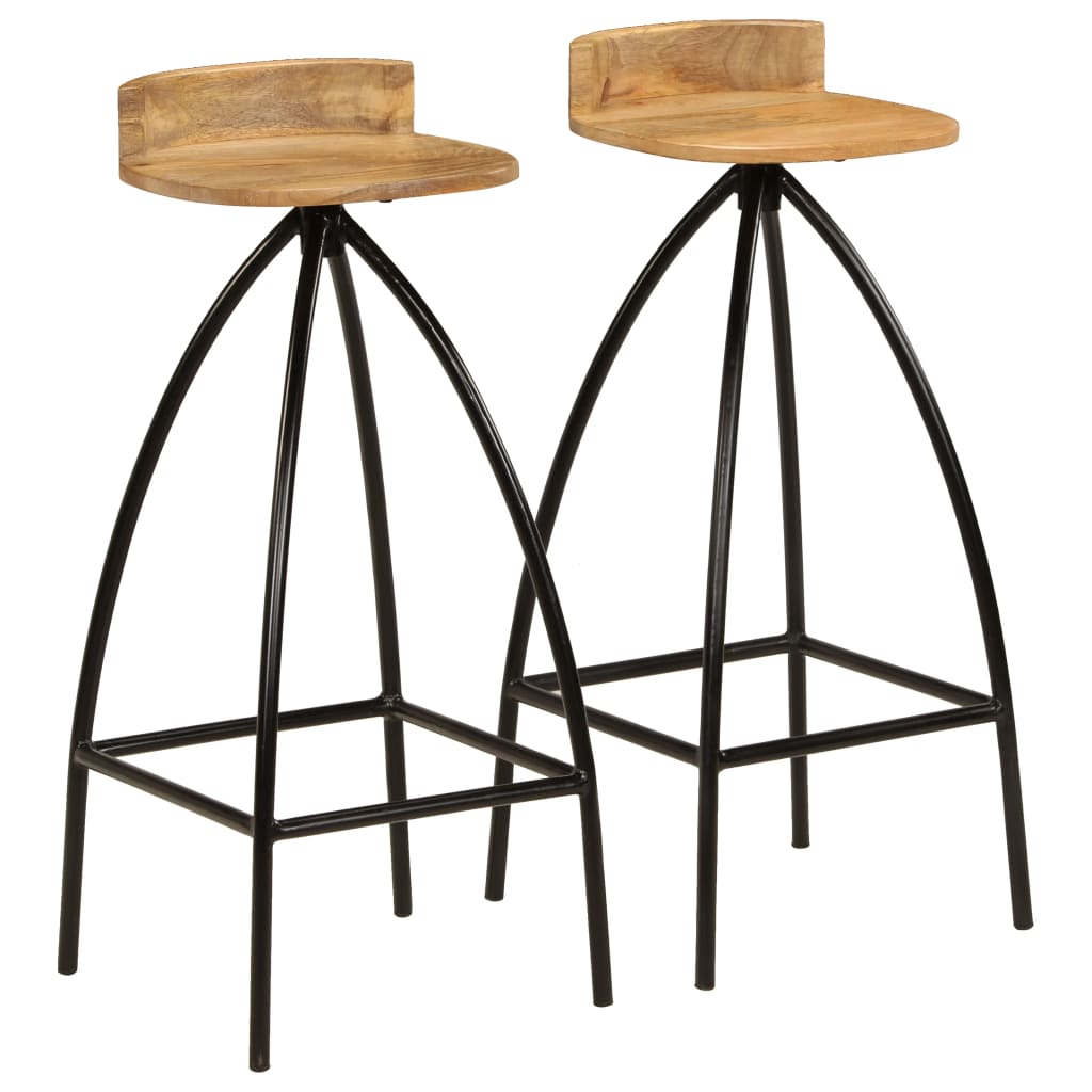 Chaises de bar lot de 2 bois de manguier solide - XIOS