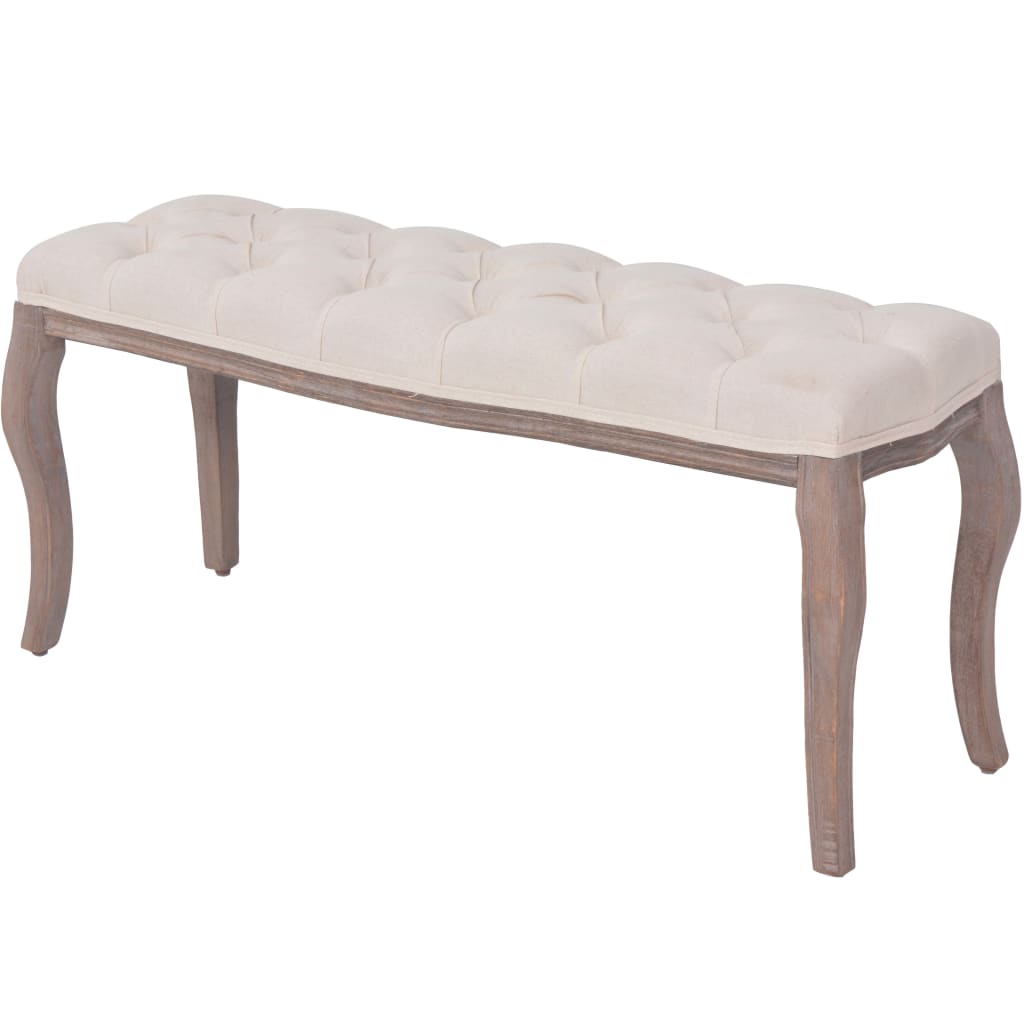 Banc Lin Bois massif 110 x 38 x 48 cm Blanc crème - XIOS