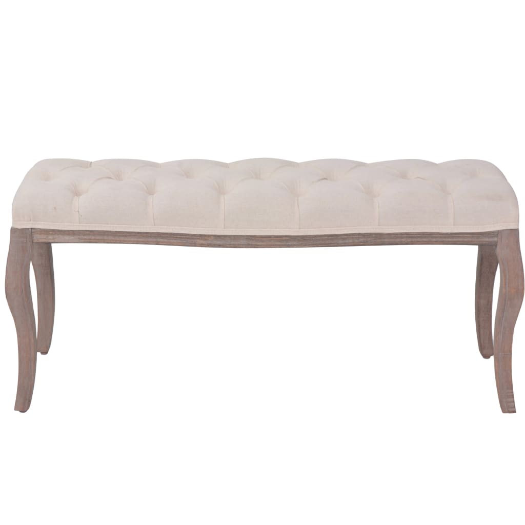 Banc Lin Bois massif 110 x 38 x 48 cm Blanc crème - XIOS