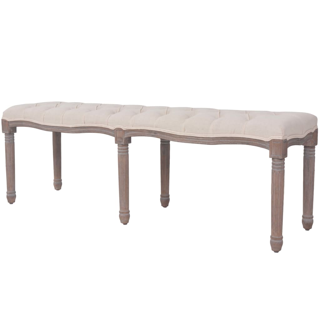 Banc Lin Bois massif 150 x 40 x 48 cm Blanc crème - XIOS