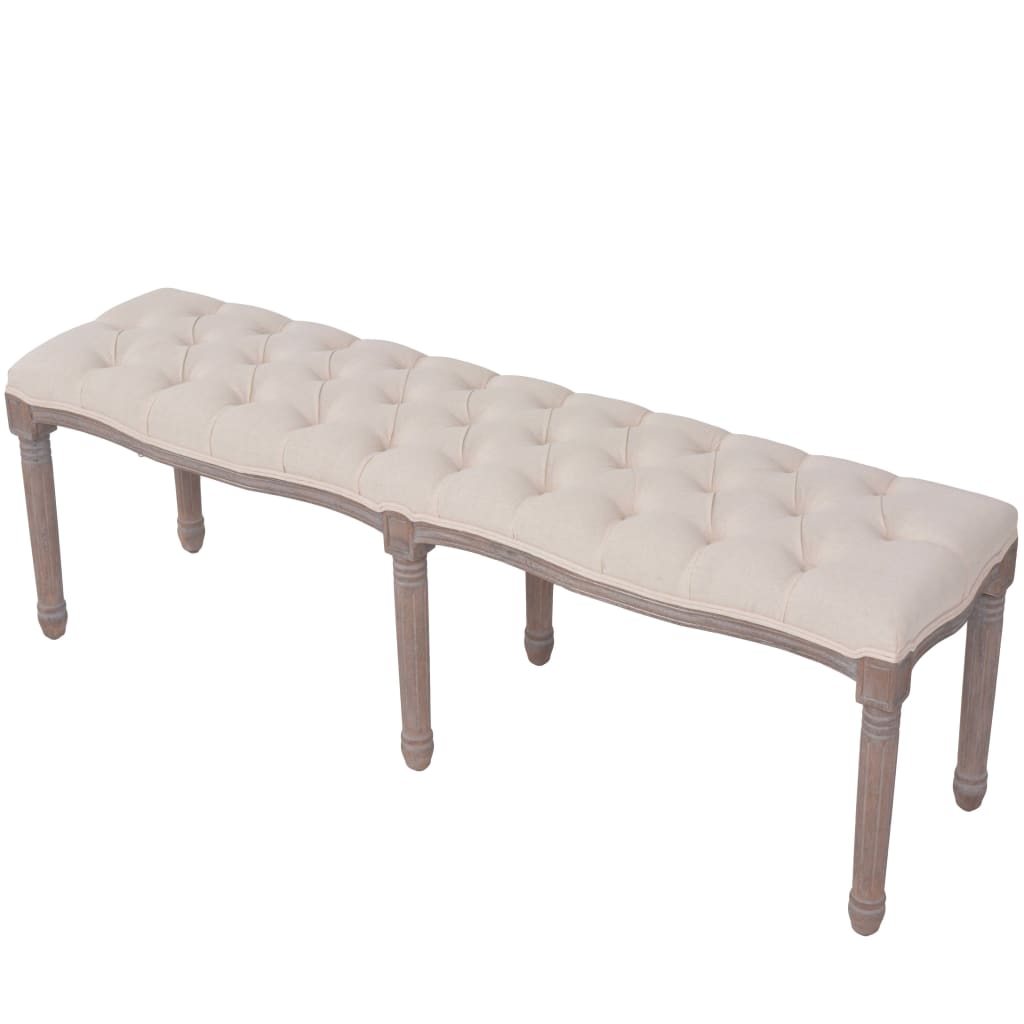 Banc Lin Bois massif 150 x 40 x 48 cm Blanc crème - XIOS