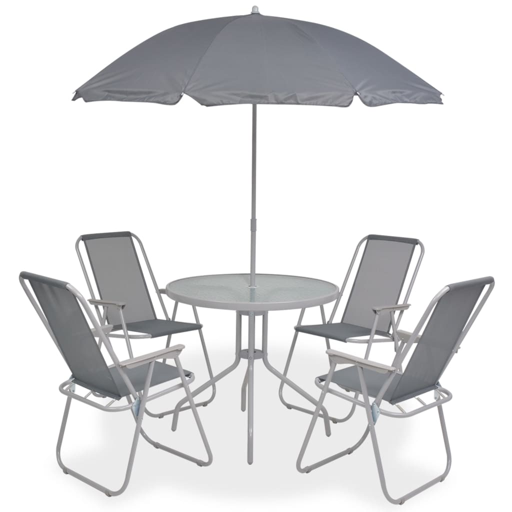 Ensemble à manger d'extérieur 6 pcs Acier et textilène Gris - XIOS