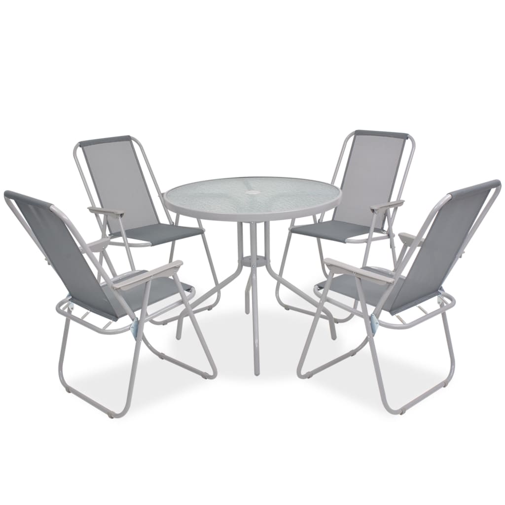 Ensemble à manger d'extérieur 6 pcs Acier et textilène Gris - XIOS