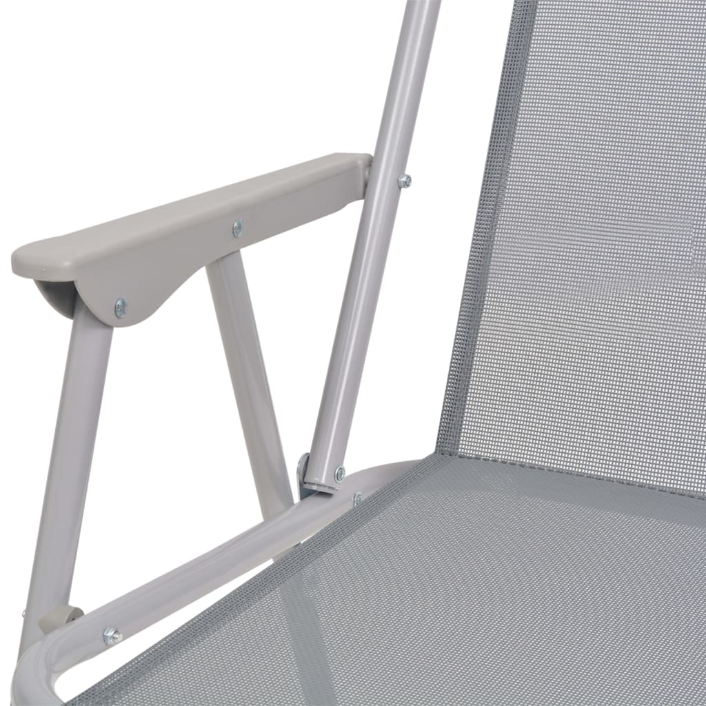 Ensemble à manger d'extérieur 6 pcs Acier et textilène Gris - XIOS