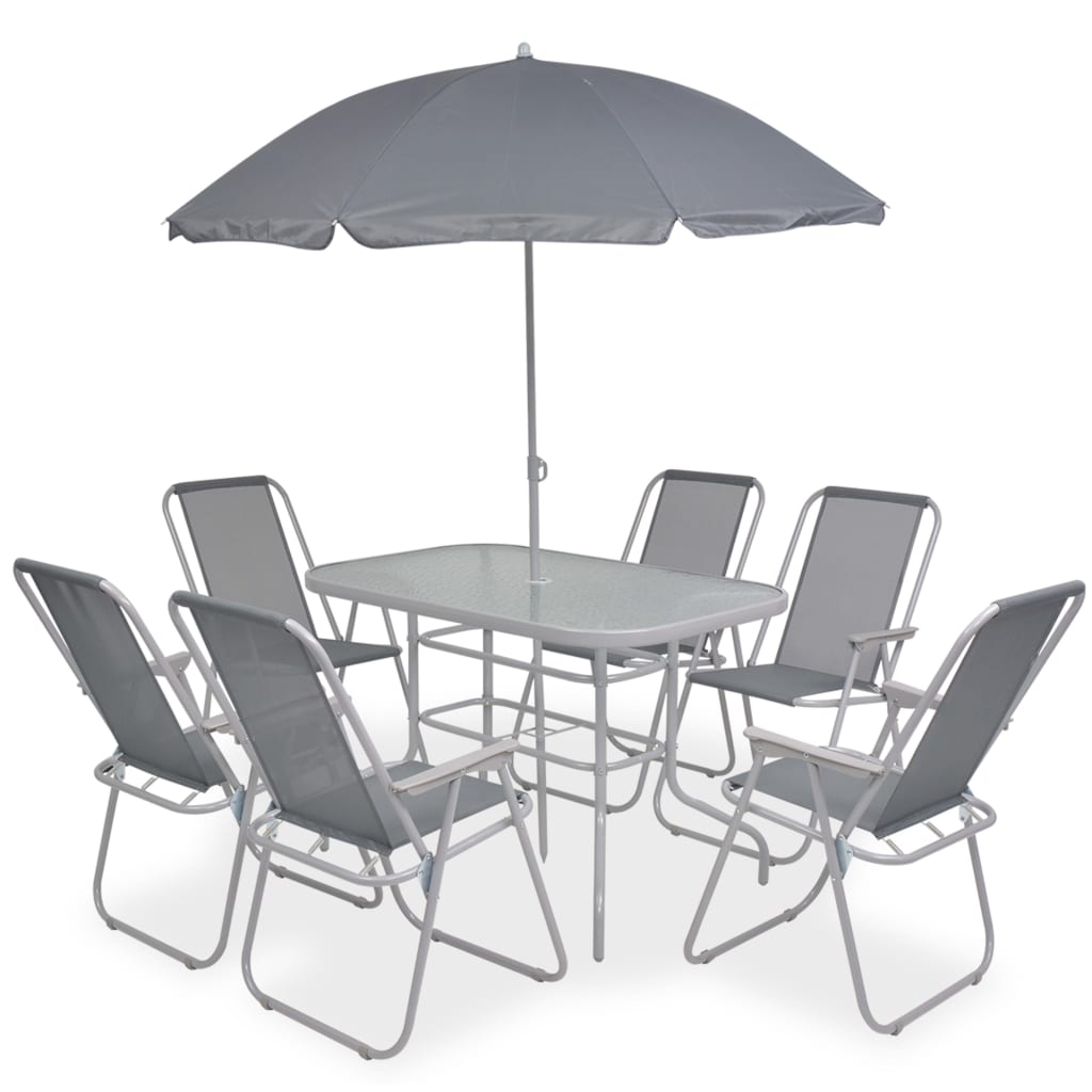 Ensemble à manger d'extérieur 8 pcs Acier et textilène Gris - XIOS
