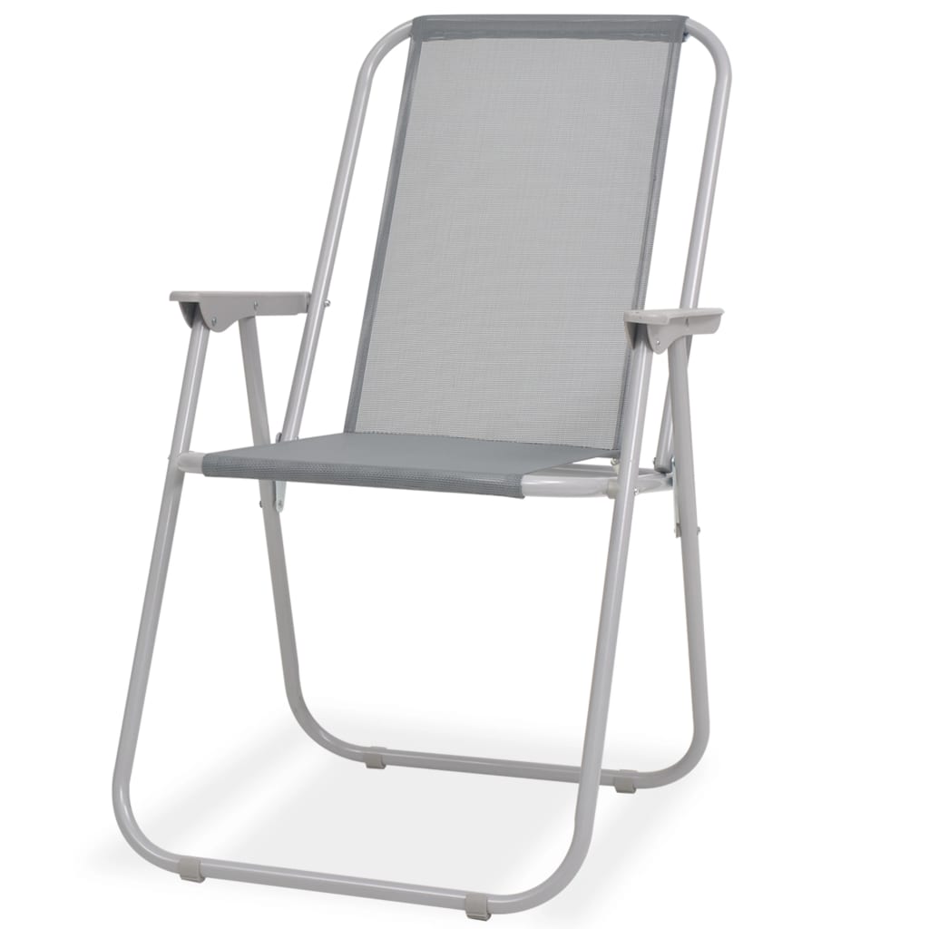 Ensemble à manger d'extérieur 8 pcs Acier et textilène Gris - XIOS