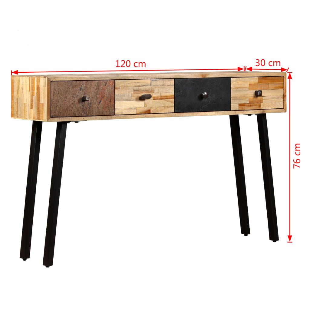 Table console Teck massif de récupération 120 x 30 x 76 cm - XIOS