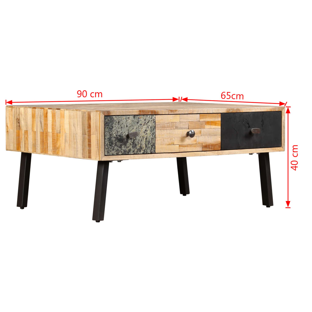Table basse Teck de récupération massif 90x65x40 cm - XIOS