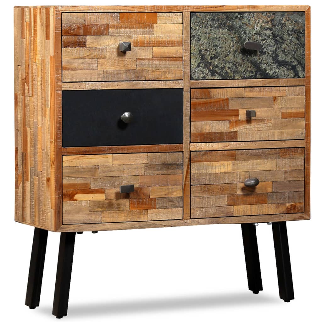 Armoire latérale avec 6 tiroirs Teck massif de récupération - XIOS