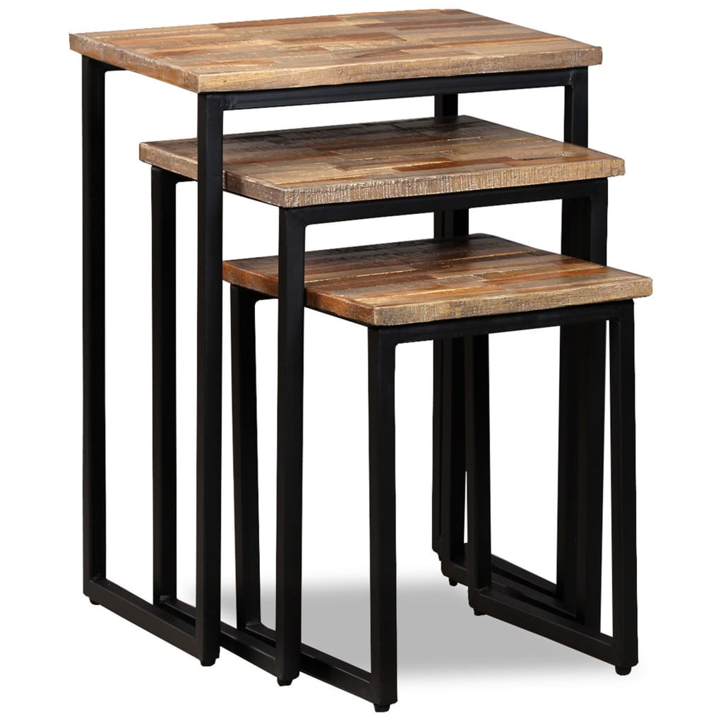 Ensemble de table basse gigogne 3 pcs Teck massif récupération - XIOS