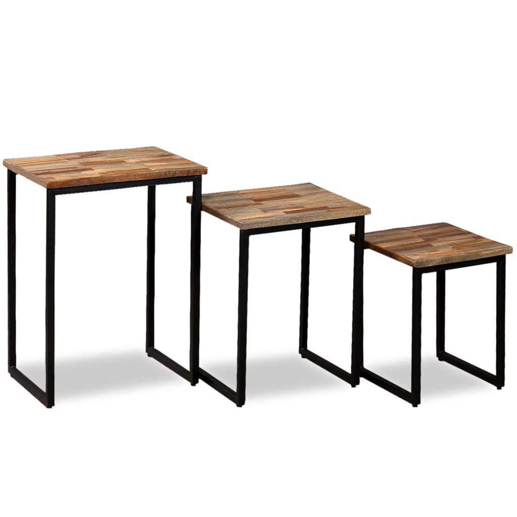 Ensemble de table basse gigogne 3 pcs Teck massif récupération - XIOS