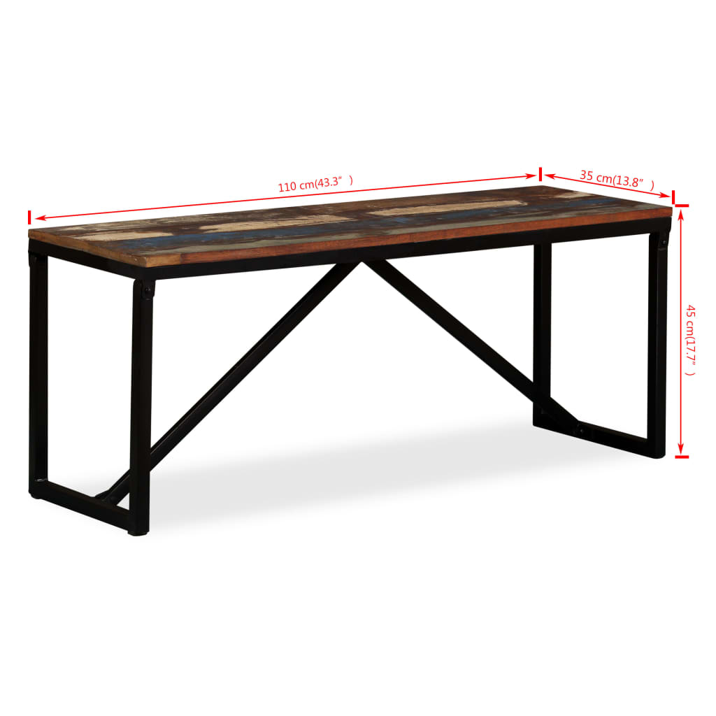Banc 110 x 35 x 45 cm Bois de récupération massif - XIOS