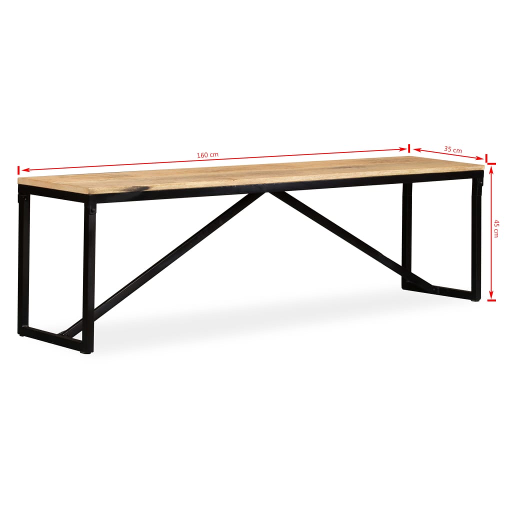 Banc Bois de manguier massif 160x35x45 cm - XIOS