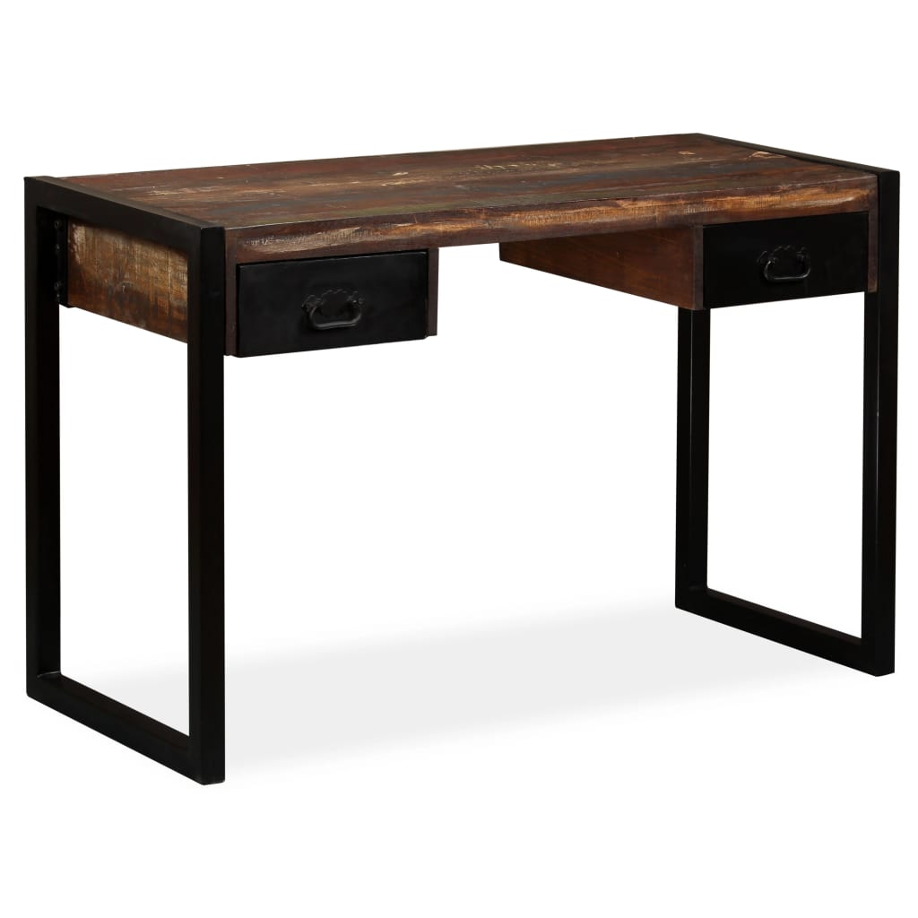 Bureau avec 2 tiroirs Bois de récupération massif 120x50x76 cm