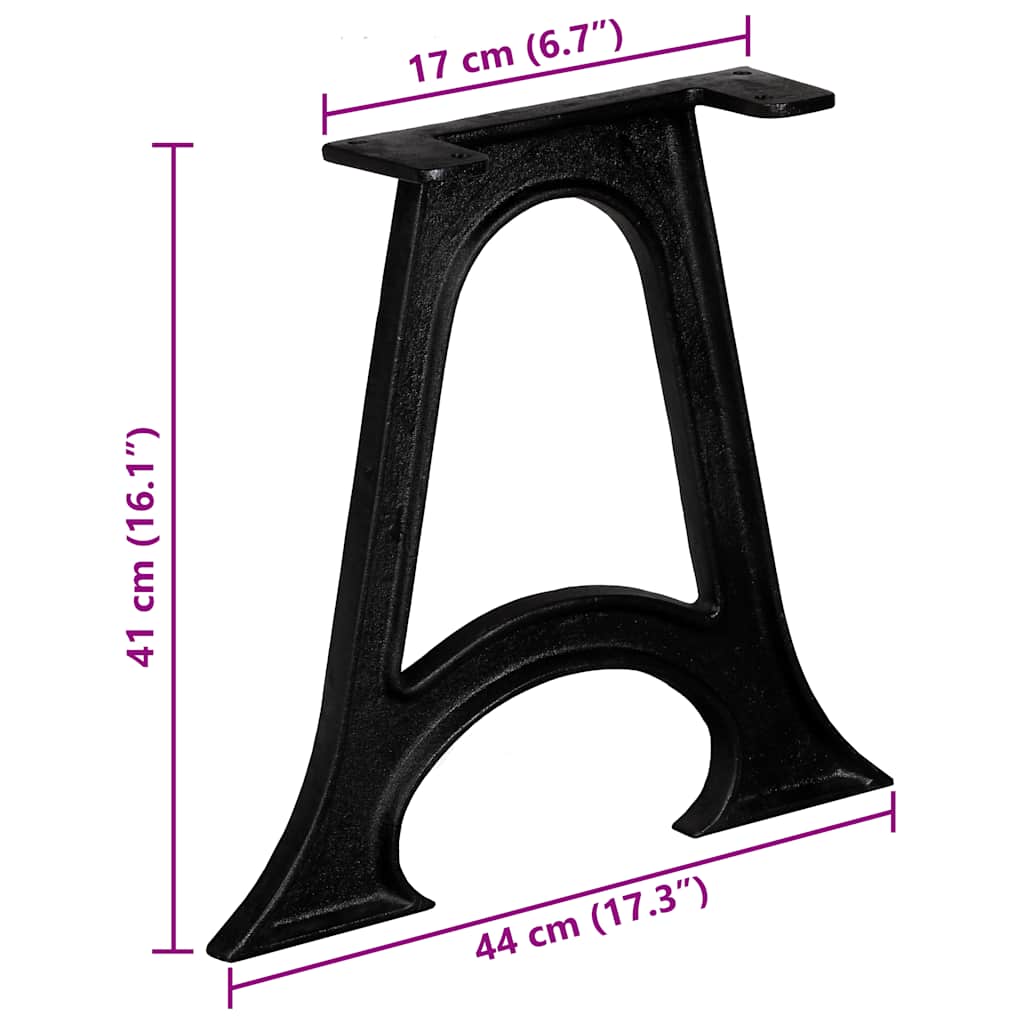Pied de table base 2 pcs Base voûtée Cadre en A Fonte - XIOS