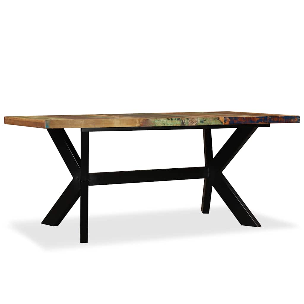 Table à manger Bois récupération massif et croix en acier 180cm - XIOS