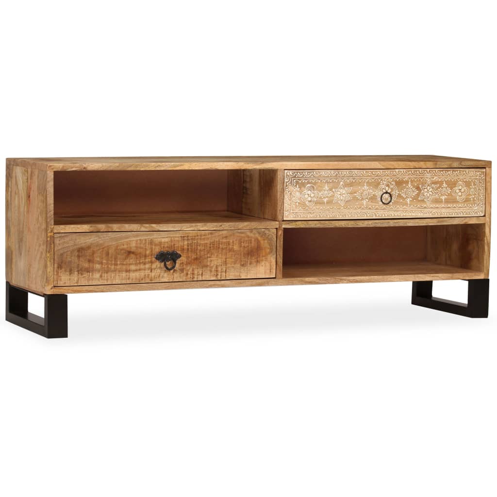 Meuble TV Bois massif de manguier 120 x 30 x 40 cm - XIOS