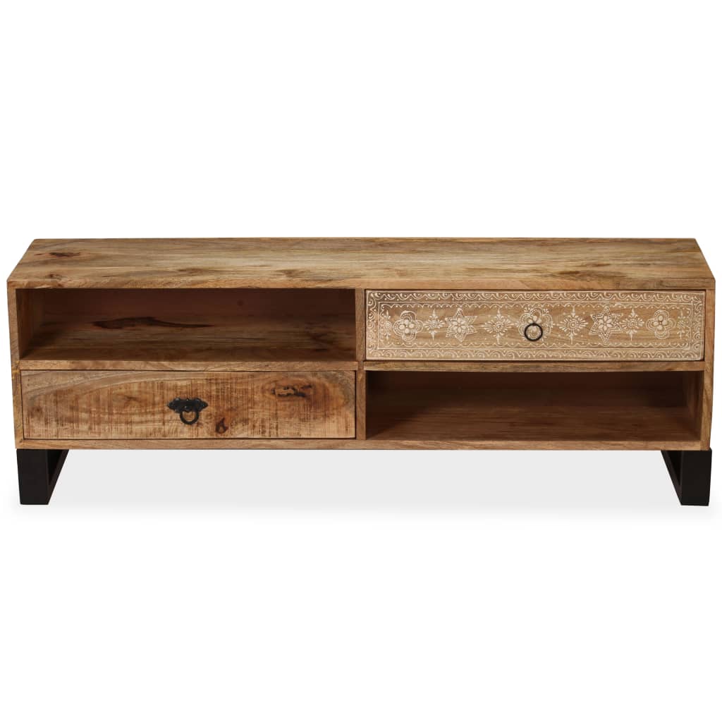 Meuble TV Bois massif de manguier 120 x 30 x 40 cm - XIOS
