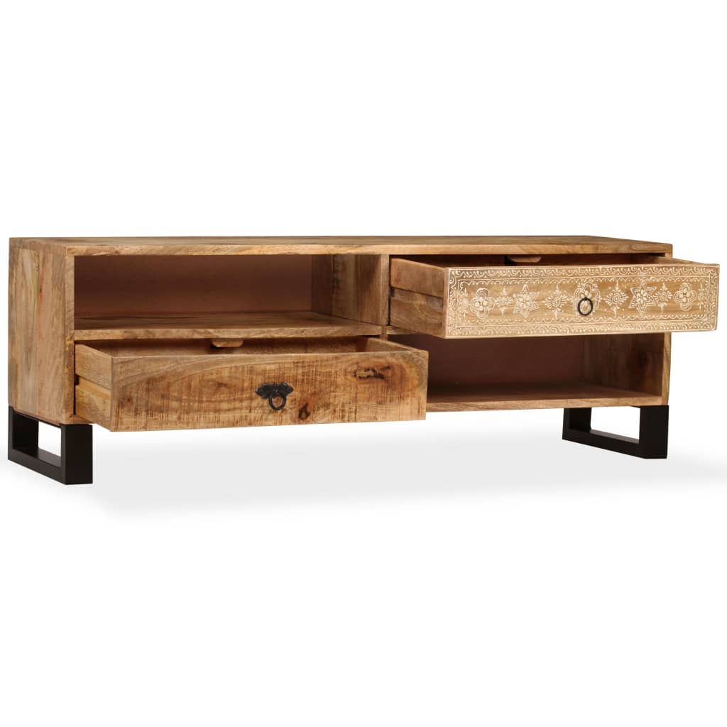 Meuble TV Bois massif de manguier 120 x 30 x 40 cm - XIOS