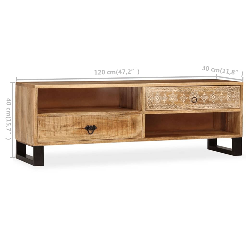 Meuble TV Bois massif de manguier 120 x 30 x 40 cm - XIOS