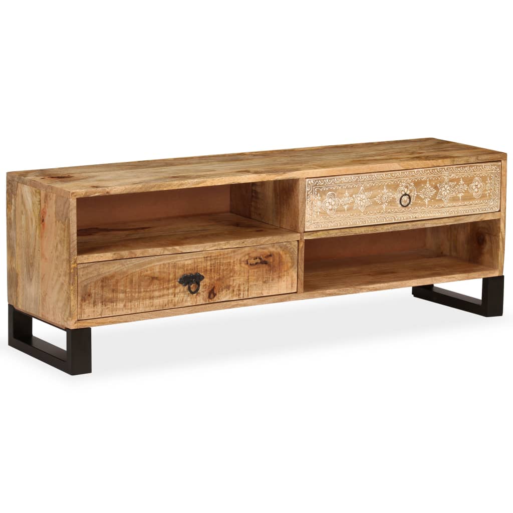Meuble TV Bois massif de manguier 120 x 30 x 40 cm - XIOS