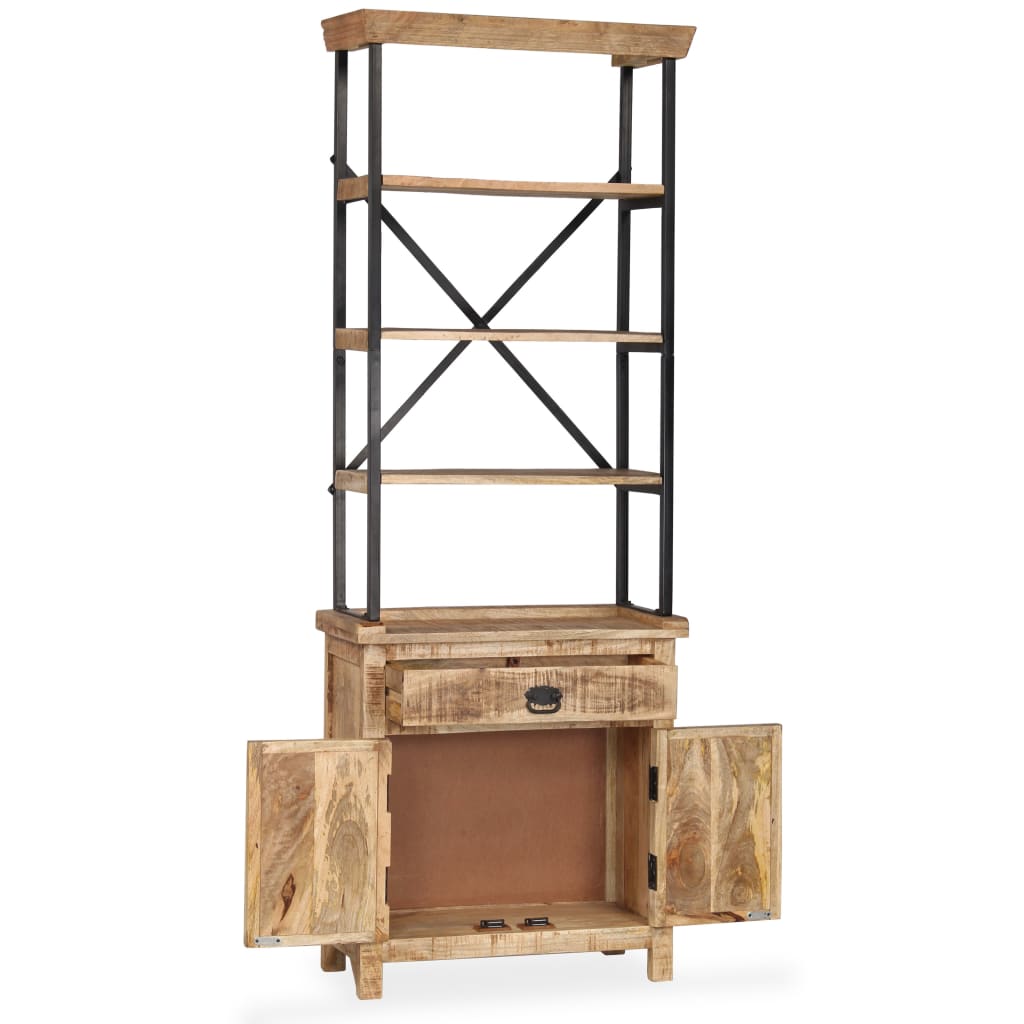 Buffet avec étagères en bois de manguier massif 65x30x180 cm - XIOS