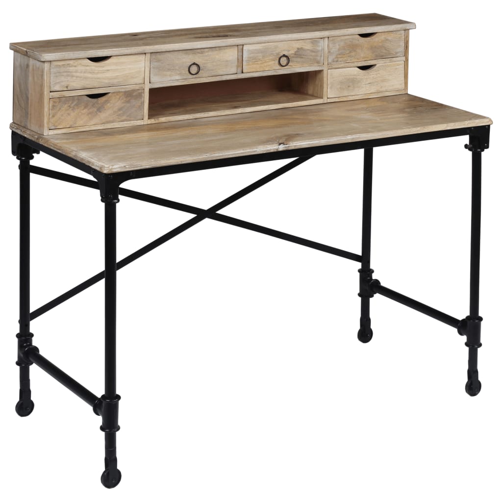 Bureau Bois de manguier massif et acier 110 x 50 x 96 cm