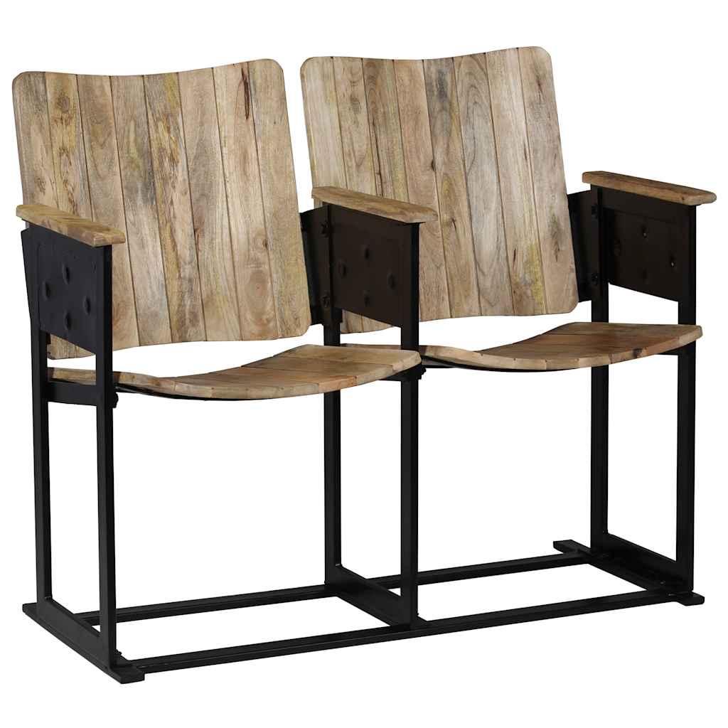 Banc à 2 places Bois de manguier massif et acier - XIOS