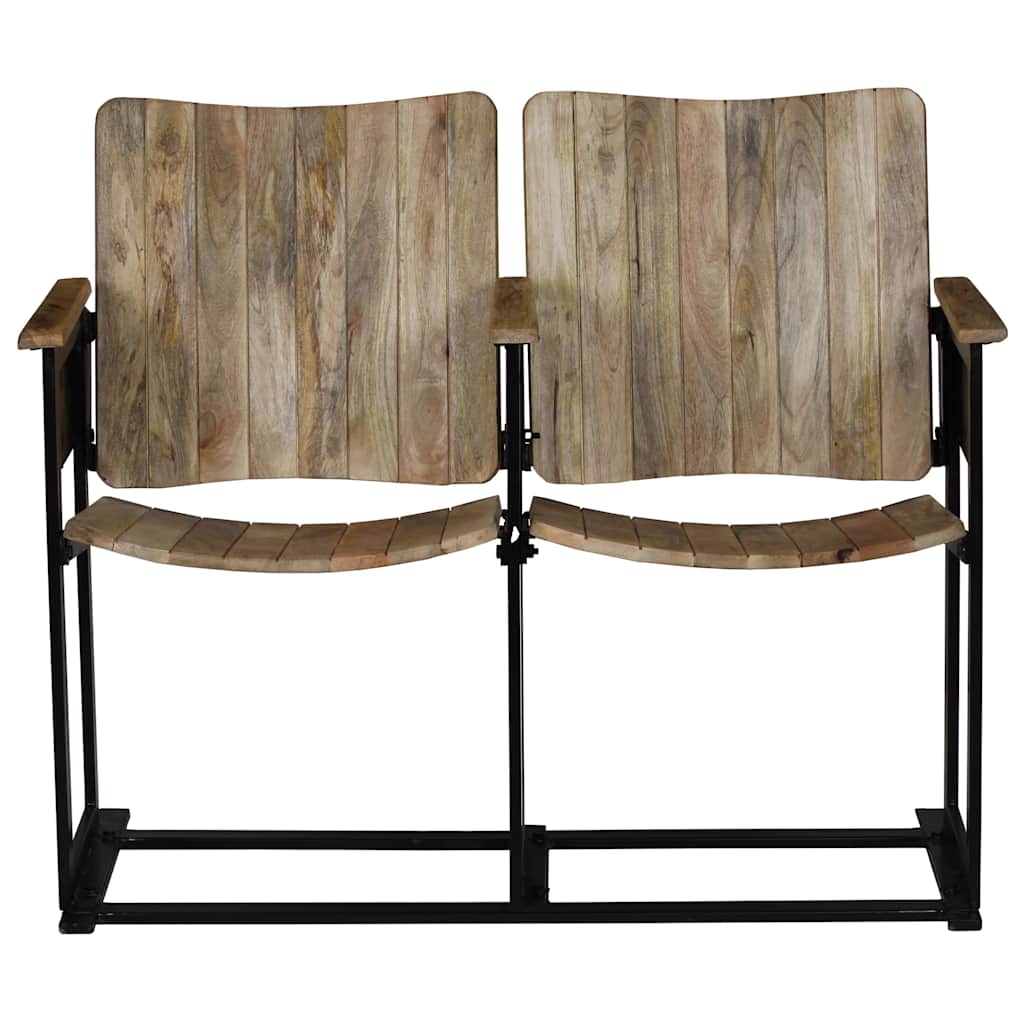 Banc à 2 places Bois de manguier massif et acier - XIOS