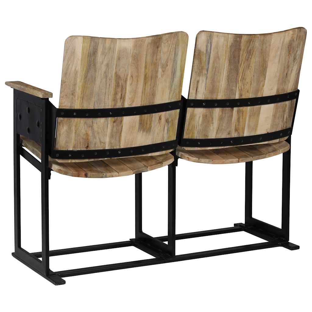 Banc à 2 places Bois de manguier massif et acier - XIOS