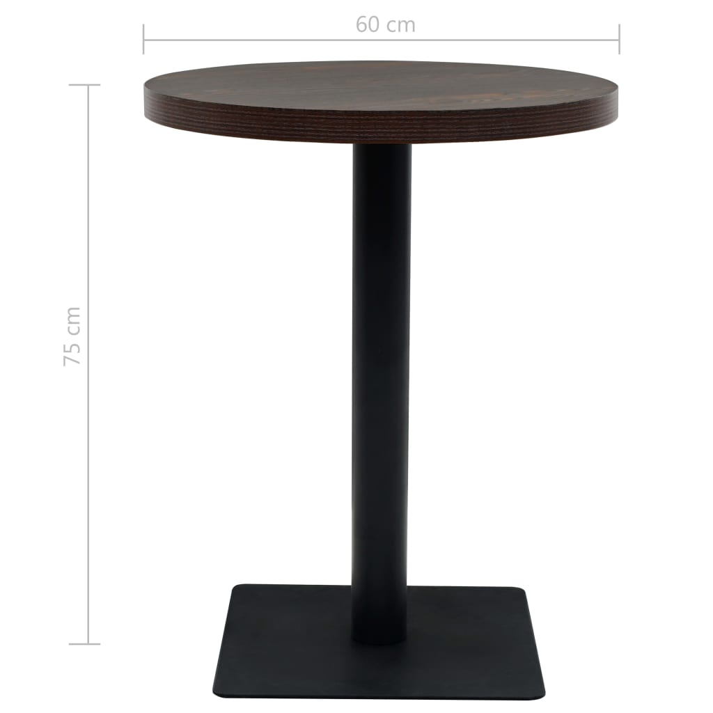 Table de bistro MDF et acier Rond 60 x 75 cm Frêne foncé - XIOS
