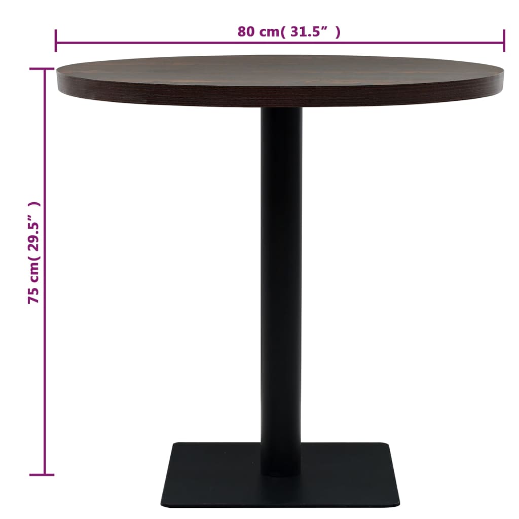 Table de bistro MDF et acier Rond 80 x 75 cm Frêne foncé - XIOS