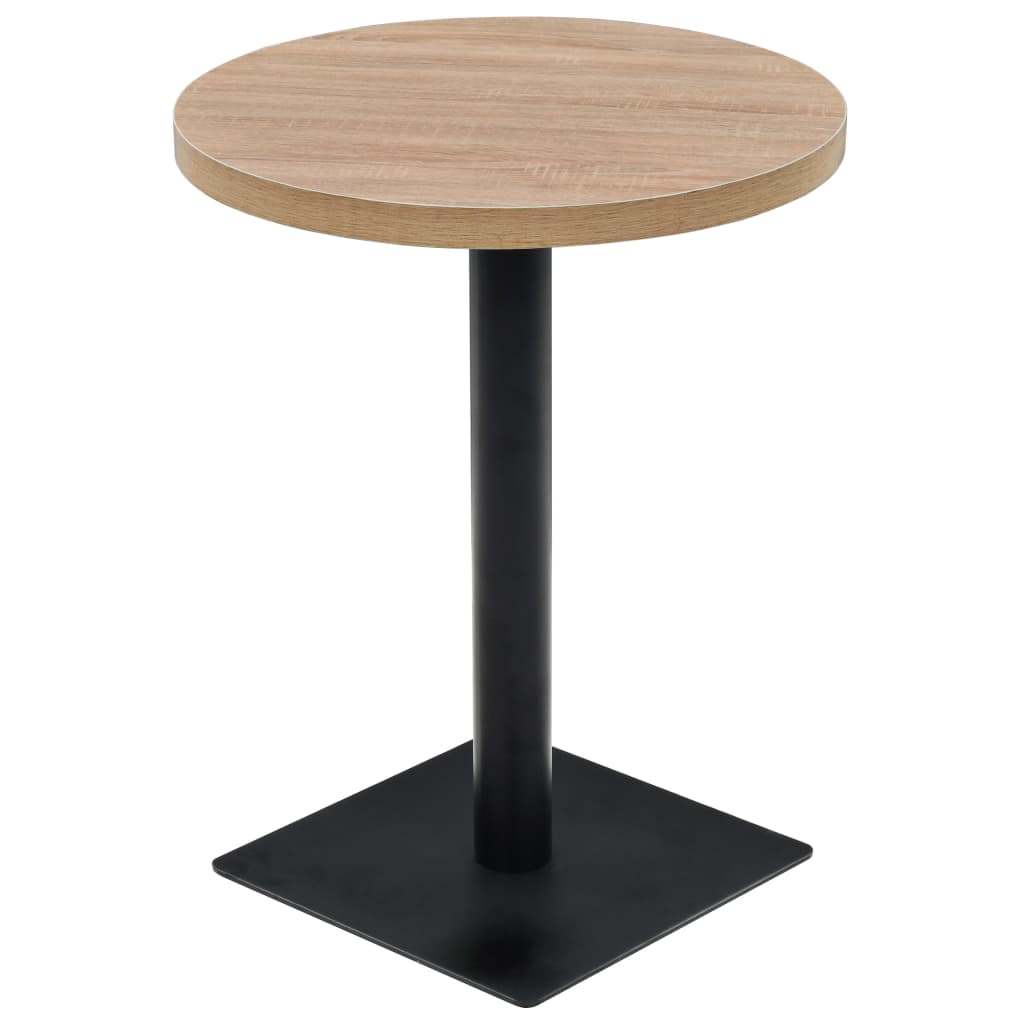 Table de bistro MDF et acier Rond 60 x 75 cm Couleur de chêne - XIOS