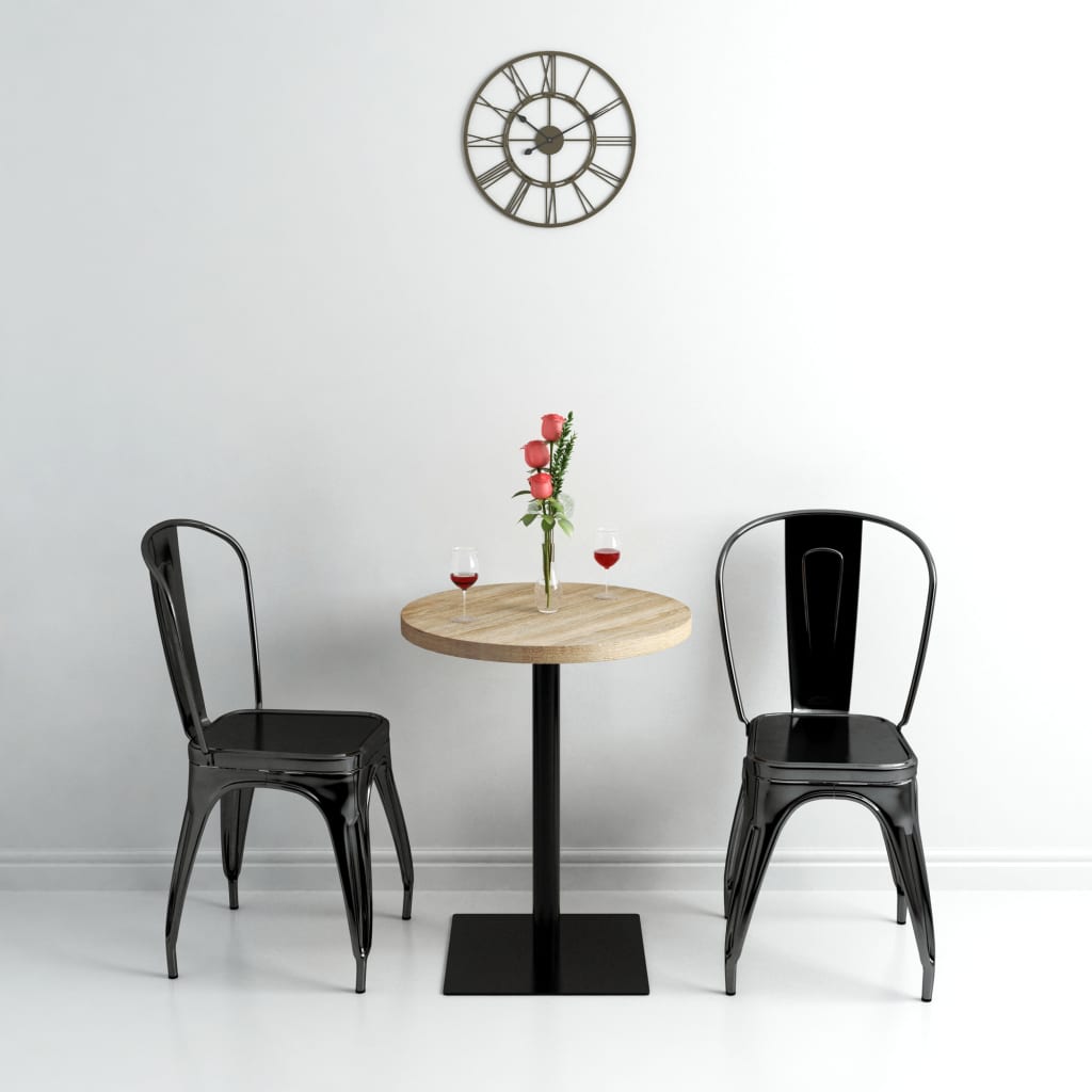 Table de bistro MDF et acier Rond 60 x 75 cm Couleur de chêne - XIOS