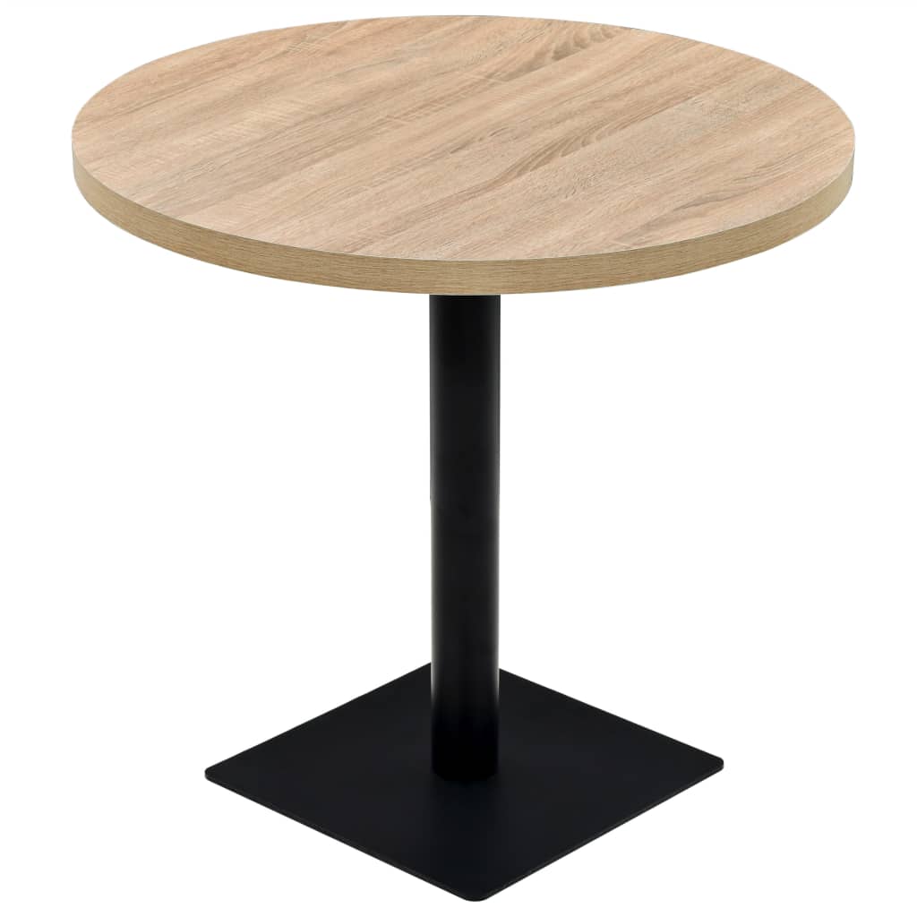 Table de bistro MDF et acier Rond 80 x 75 cm Couleur de chêne - XIOS