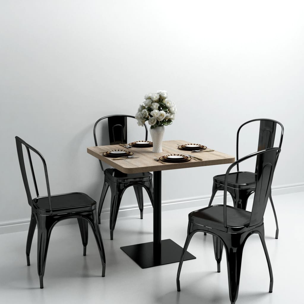 Table de bistro MDF et acier Carré 80x80x75 cm Couleur de chêne - XIOS