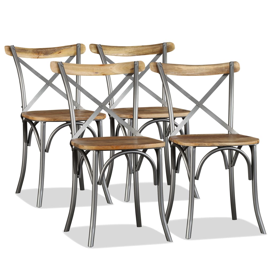 Chaises à manger lot de 4 bois de manguier massif et acier - XIOS