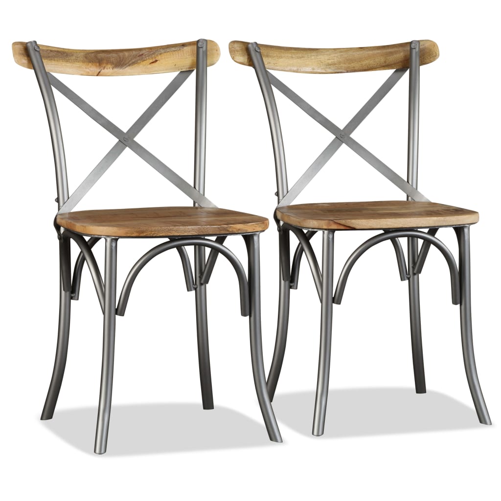 Chaises à manger lot de 4 bois de manguier massif et acier - XIOS