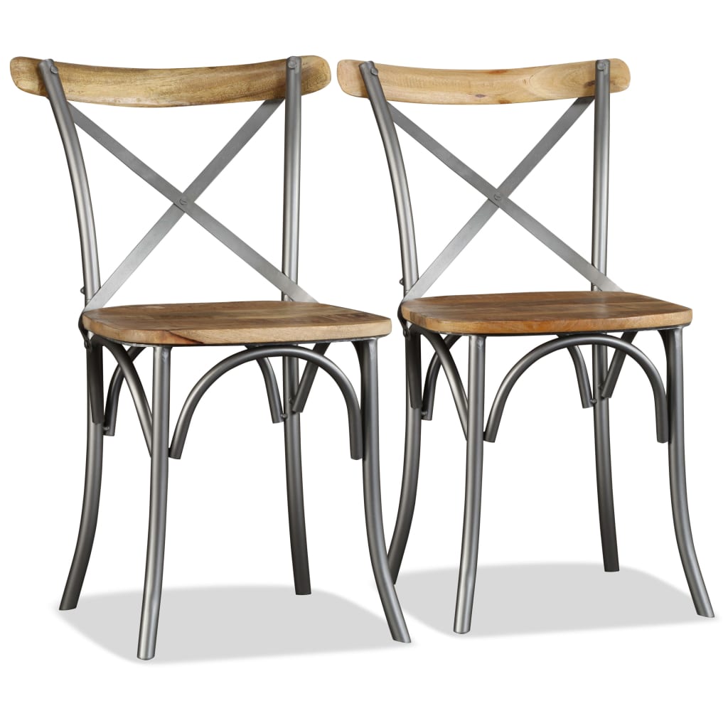 Chaises à manger lot de 4 bois de manguier massif et acier - XIOS