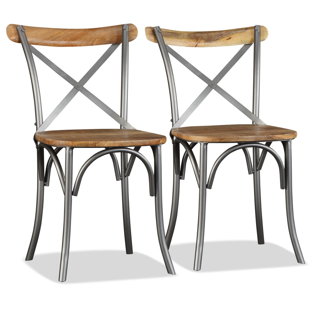 Chaises à manger lot de 4 bois de manguier massif et acier - XIOS