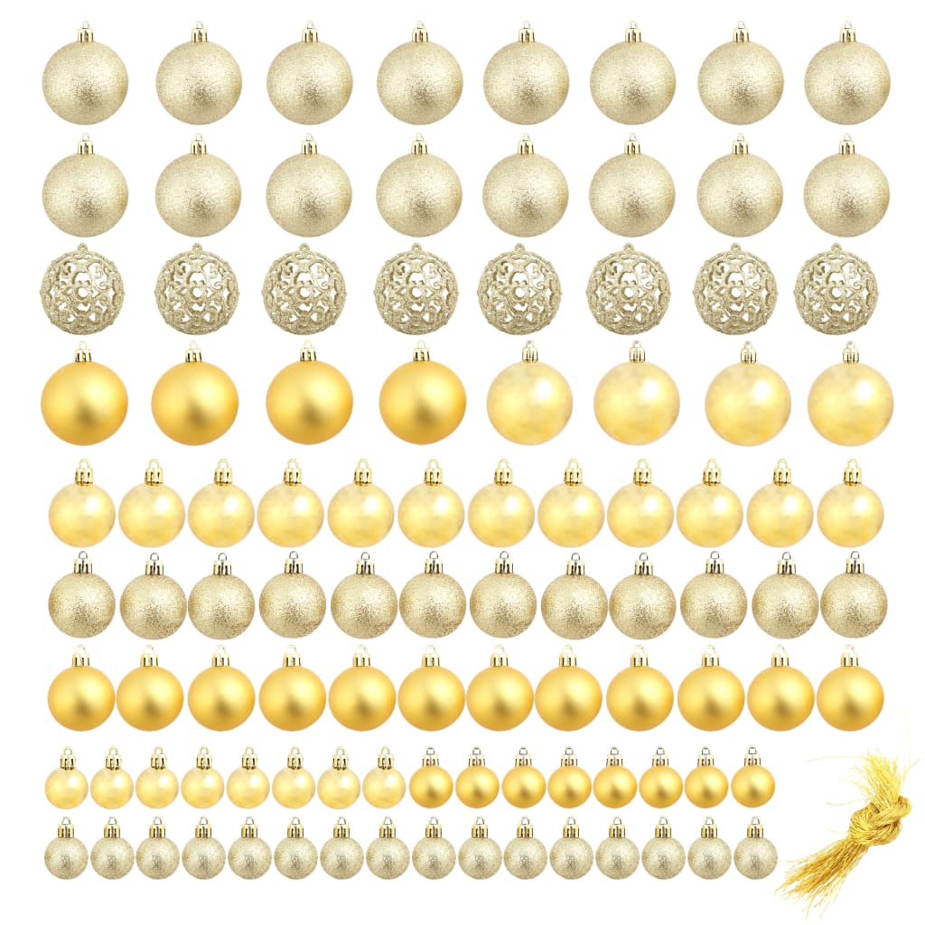 Ensemble de boules de Noël 100 pcs 3/4/6 cm Doré - XIOS