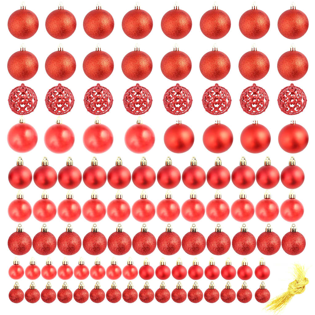 Ensemble de boules de Noël 100 pcs 3/4/6 cm Rouge - XIOS