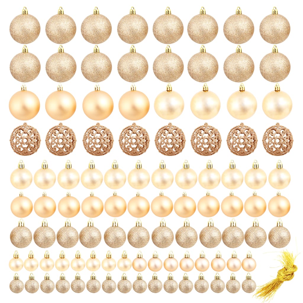 Ensemble de boules de Noël 100 pcs 3/4/6 cm Rose/Doré - XIOS