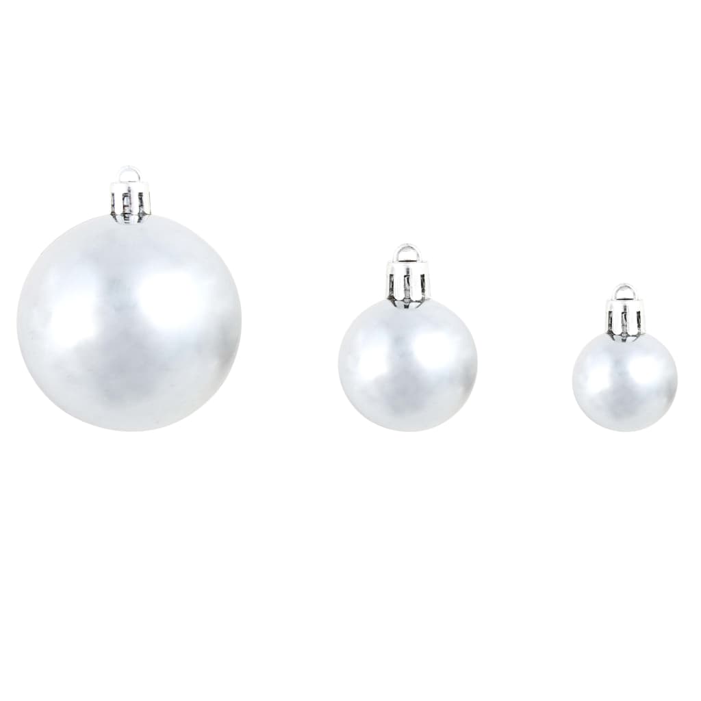 Ensemble de boules de Noël 100 pcs 3/4/6 cm Blanc/Gris - XIOS
