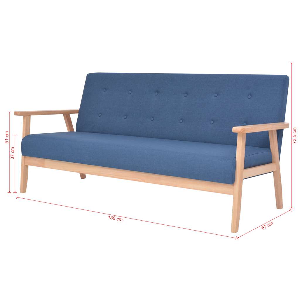 Ensemble de canapé 3 pcs Tissu bleu - XIOS