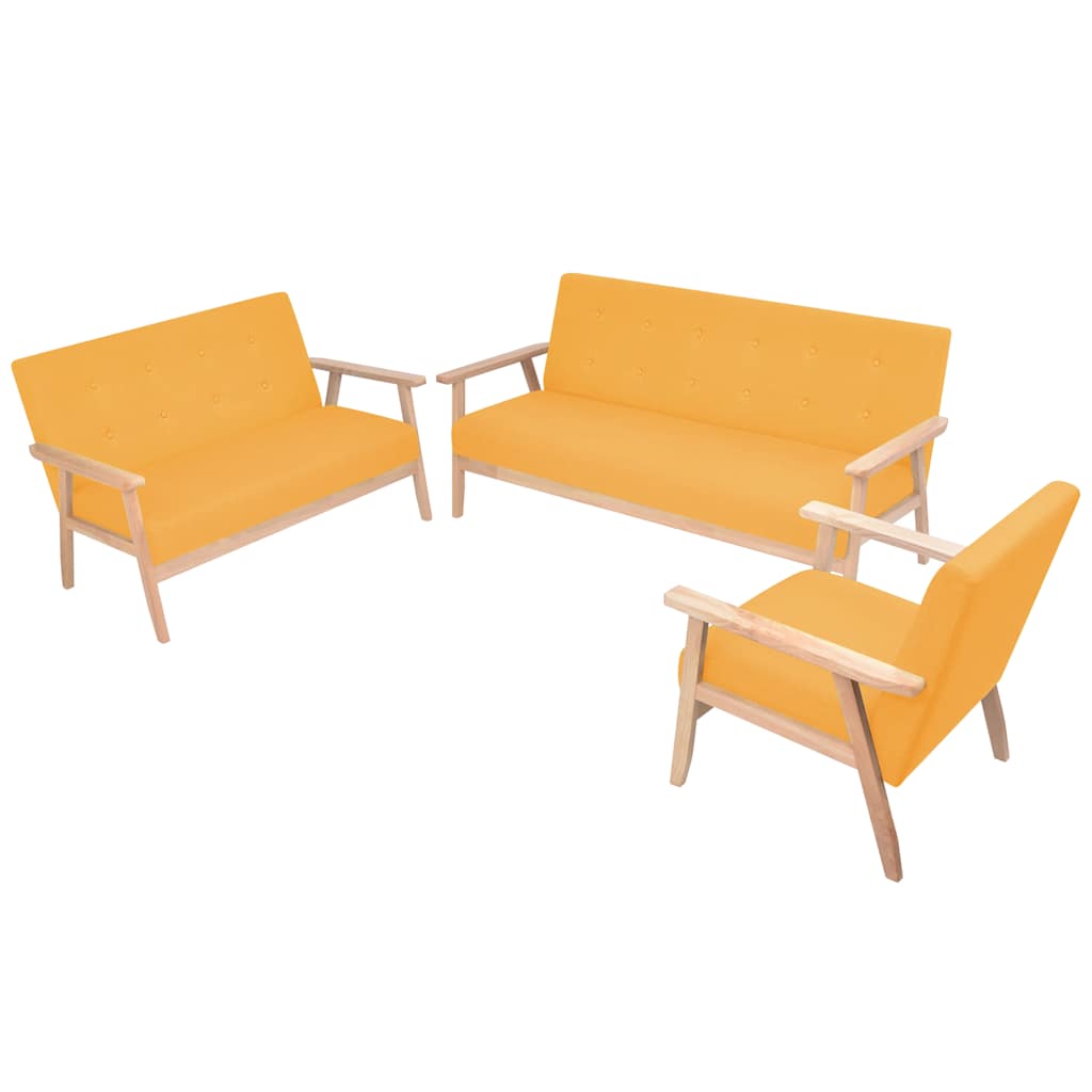 Ensemble de canapé 3 pcs Tissu jaune - XIOS