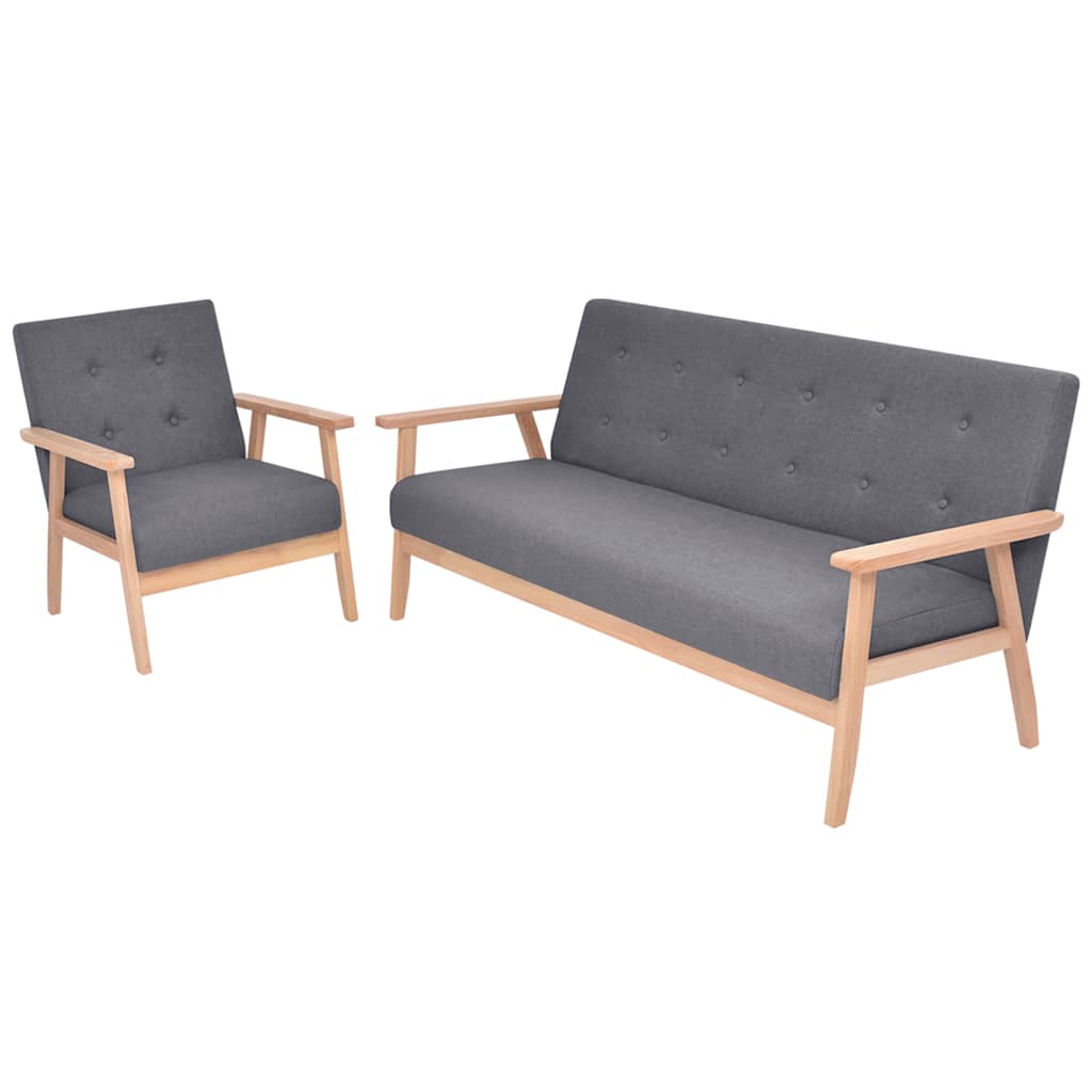 Jeu de canapé 2 pcs Tissu Gris foncé - XIOS