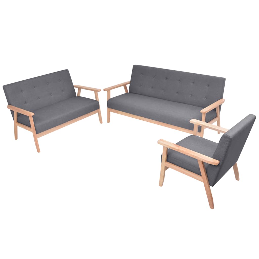 Ensemble de canapés 3 pcs Tissu Gris foncé - XIOS