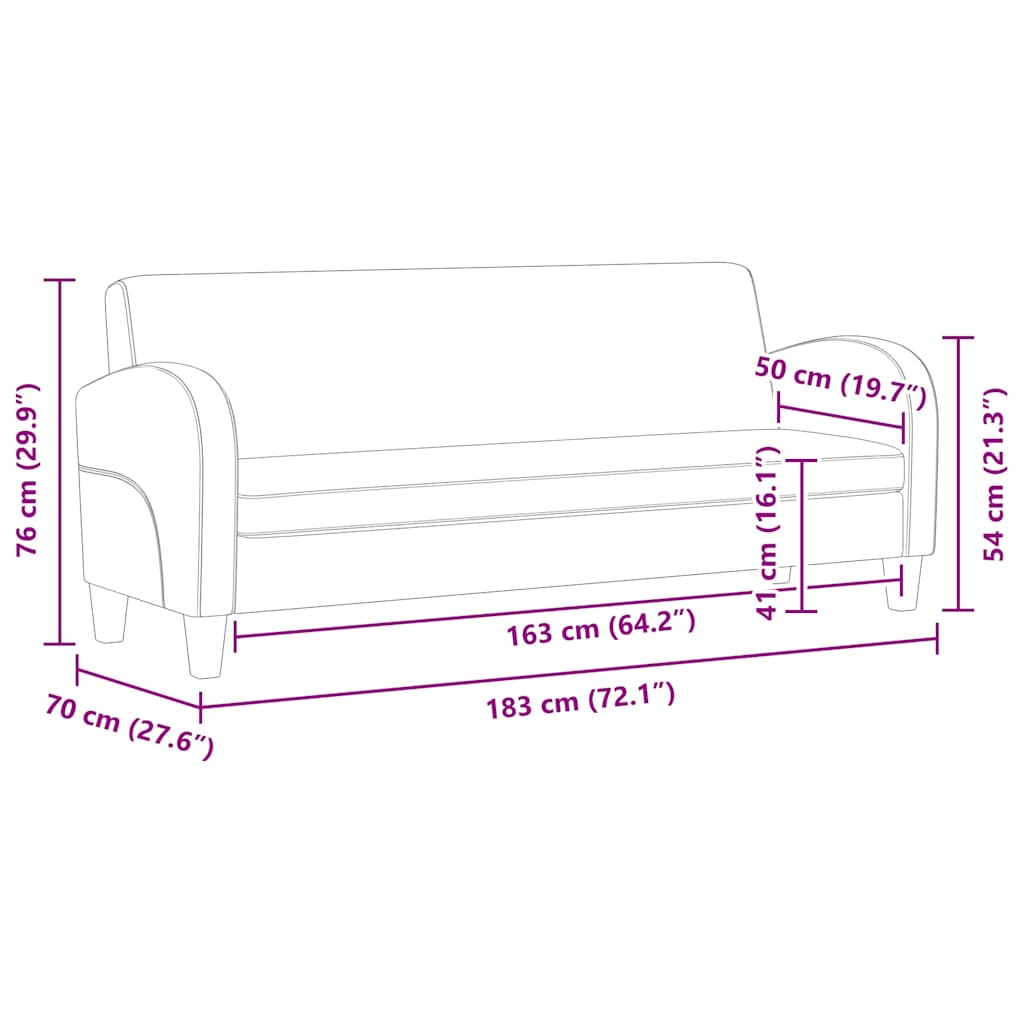 Canapé à 3 places Daim synthétique Marron - XIOS
