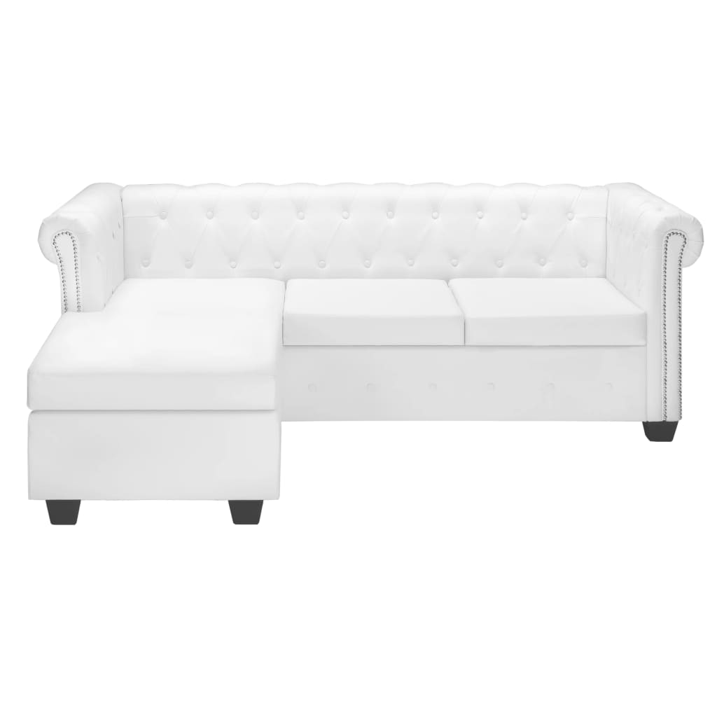 Canapé Chesterfield en forme de L cuir synthétique blanc - XIOS